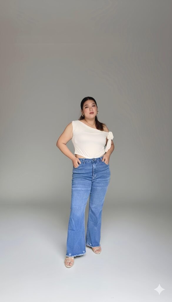 Jeans Cutbray Wanita Plus-Size High-Waist Strech